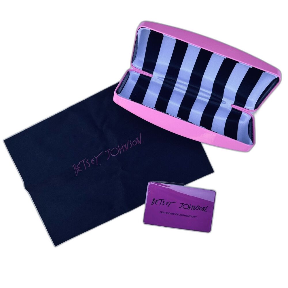 Betsey Johnson Hardshell Eyeglass Case Cleansing Cloth & Authentication Card NEW